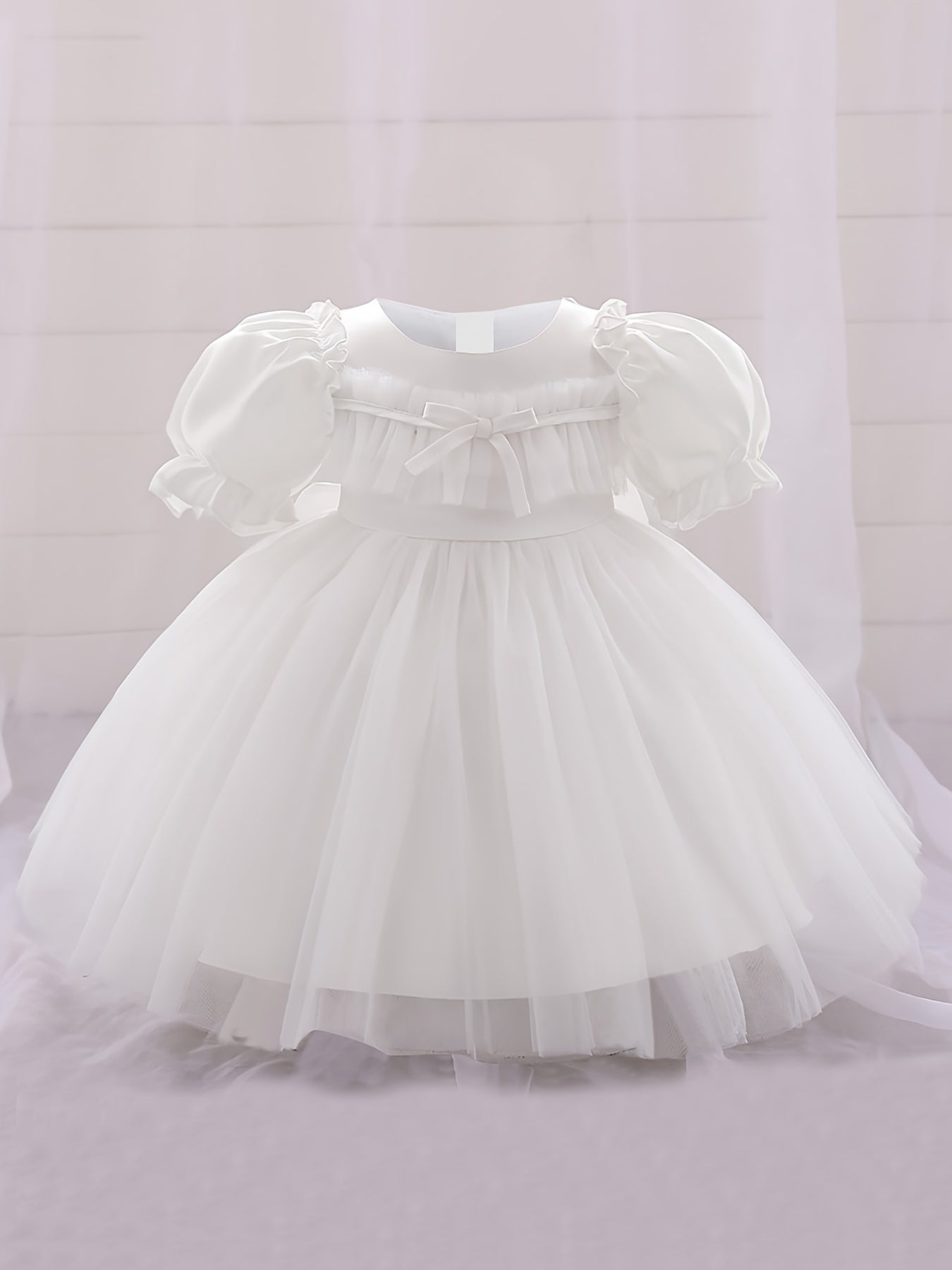 Mesh Puffy Gown Dress for Christening Wedding Flower Girl Princess