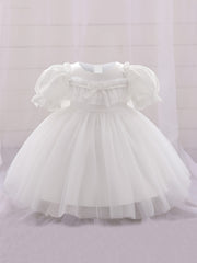 Mesh Puffy Gown Dress for Christening Wedding Flower Girl Princess
