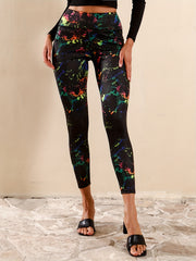 Splash Print Tight Yoga Workout Pants Stretch Running Fitness Sports Leggings