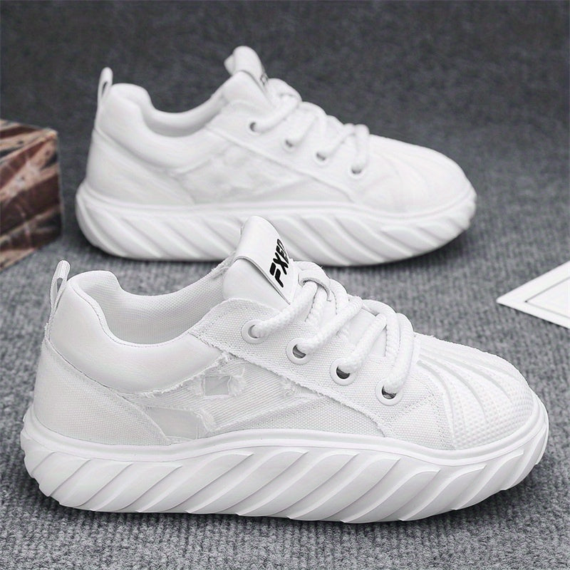 Men's Breathable Ripped Canvas Shoes Thick Bottom Walking Shoes