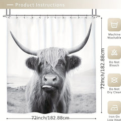 Highland Cow Shower Curtain with 12 Hooks