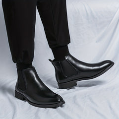 Men's Retro Chelsea Boots Pointed Toe Slip On High Top Boots