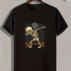 Skeleton Print Men's Graphic T-shirt for Summer