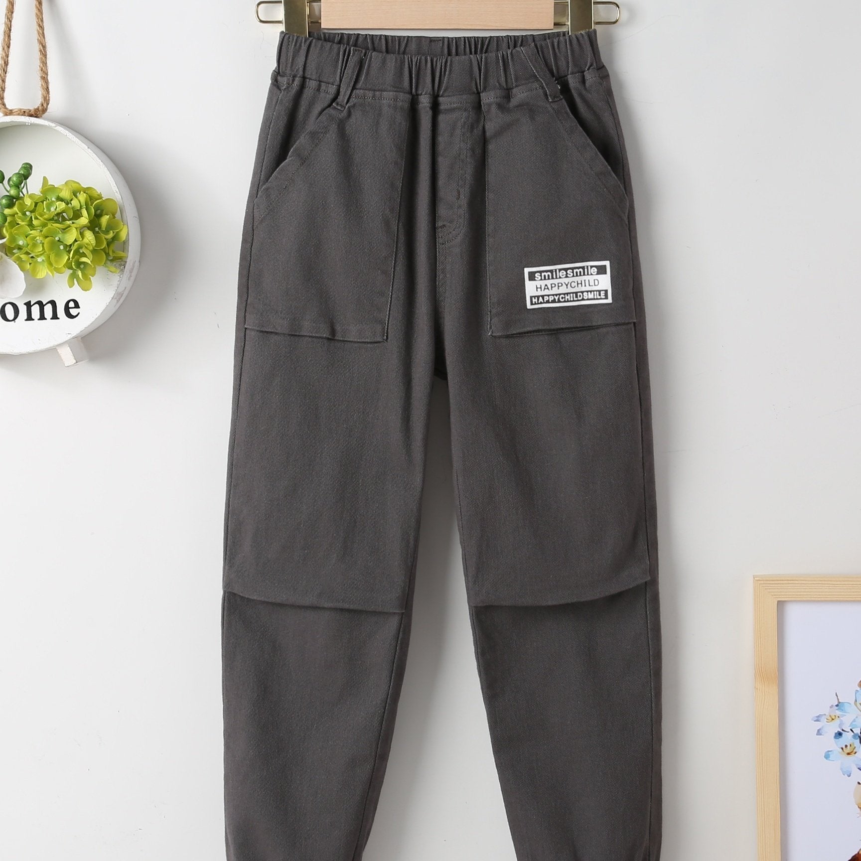 Boy's Happy Child Smiley Graphic Pants for Spring Autumn