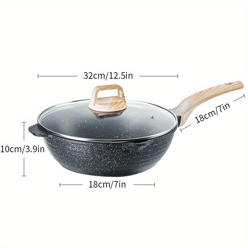 Non Stick Skillet Saute Pan 31cm Gas Stovetop Induction Cooker Kitchen Utensils