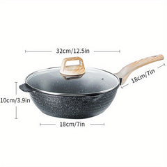 Non Stick Skillet Saute Pan 31cm Gas Stovetop Induction Cooker Kitchen Utensils