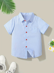 Boys Striped Short Sleeves Shirt for Summer Kids Clothes