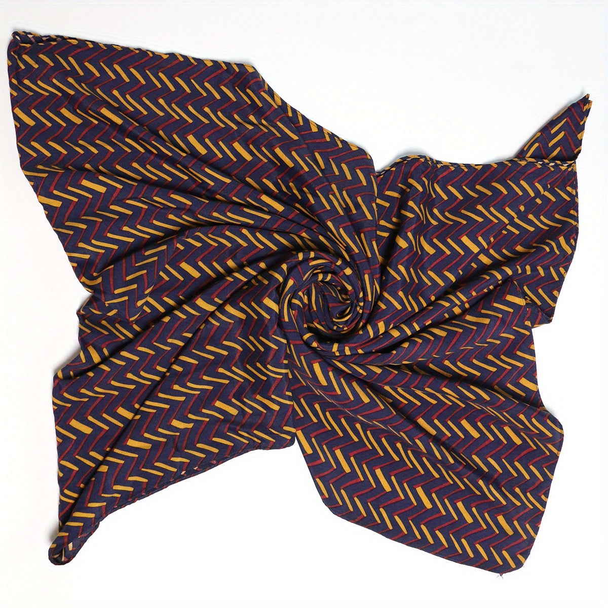 Vintage Stripe Print Scarf Navy Shawl Casual Windproof Head Wrap Sunscreen