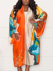 Casual Kimono Women's Painting Print Cover Up
