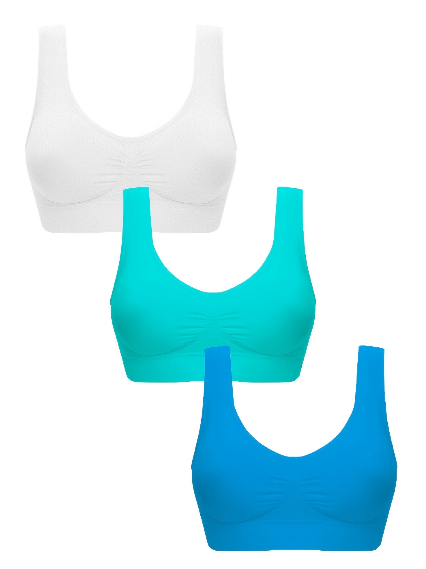 3pcs Wireless Sports Bras Comfy & Breathable Elastic Tank Bra Women's Lingerie