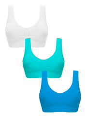 3pcs Wireless Sports Bras Comfy & Breathable Elastic Tank Bra Women's Lingerie