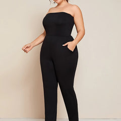 Basic Jumpsuit Women's Plus Strapless Skinny Tube J