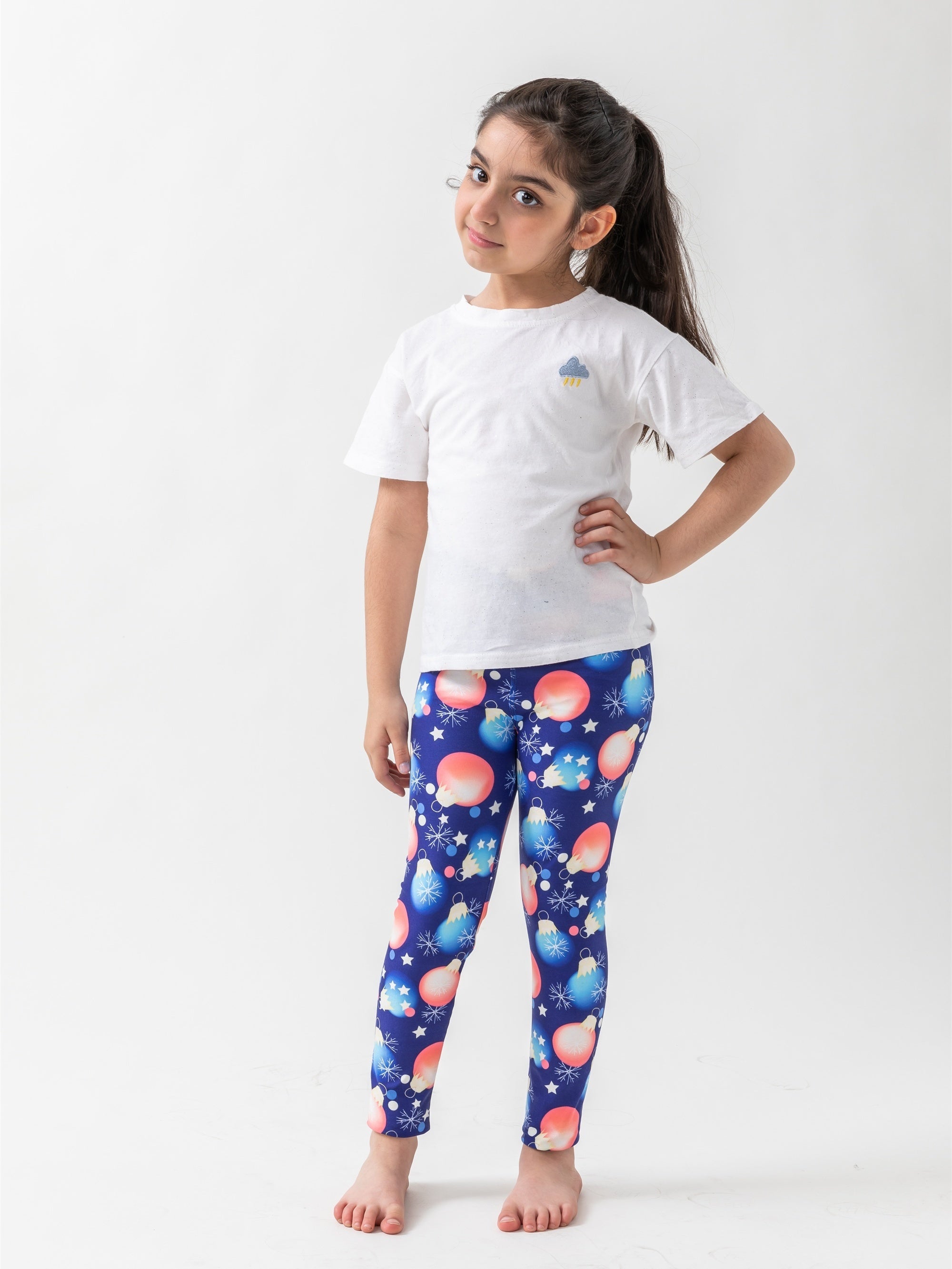 Girls Xmas Lamps Print Leggings Soft Pants Kids Clothes