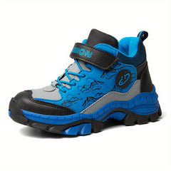 Boys' Durable Hiking Shoes, Hook & Loop Fastener, Comfy & Breathable, Anti-Skid
