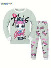 Girl's 2pcs Pajama Set Long Sleeve Top & Pants Loungewear Comfy PJ Set