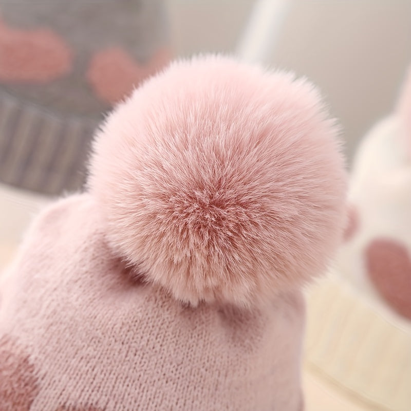 Winter Baby Hat Jacquard Love Knitted Hat Double Layer Thickened Beanie Hat
