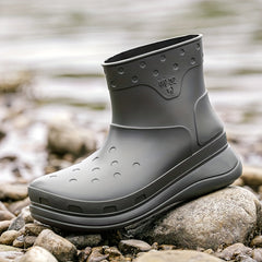 Women's Waterproof Chunky Medium Tube Rain Boots for Outdoor Fishing