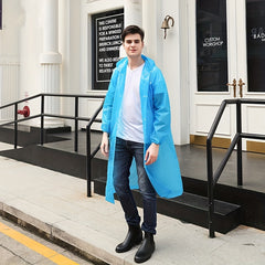 Reusable Portable Rain Poncho with Hood and Elastic Cuffs for Outdoor Activities