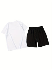 Boys Sport Suit Short Sleeves Tops & Bottoms for Basketball and Football