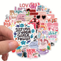 50pcs Self Love Motivational Graffiti Stickers for Laptop Water Bottle Luggage