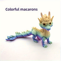 3D Printed Mini Dragon Statue with Realistic Eyes and Flexible Joints