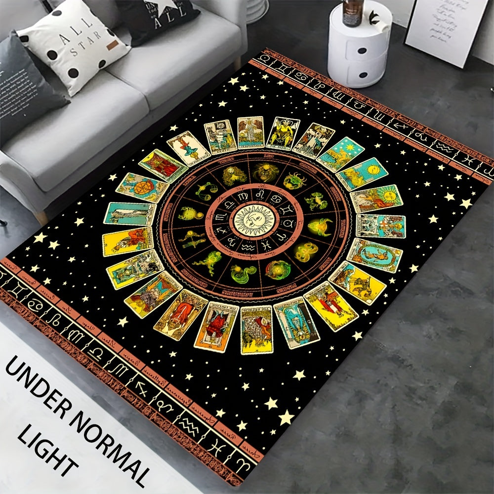 UV Light Flannel Luminous Tarot Pattern Rug Non Slip Mat