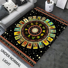 UV Light Flannel Luminous Tarot Pattern Rug Non Slip Mat