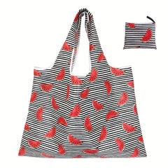 Stripes & Watermelon Pattern Shoulder Bag Lightweight Shopper