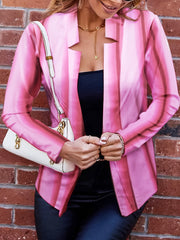 Graphic Print Open Front Blazer Long Sleeve for Office