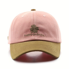 Lucky Clover Embroidery Baseball Cap Cotton Block Casual Dad Hats Packable