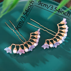 Antique Style Flower Juda Pin Alloy Pearl Hairpin for Women Girls