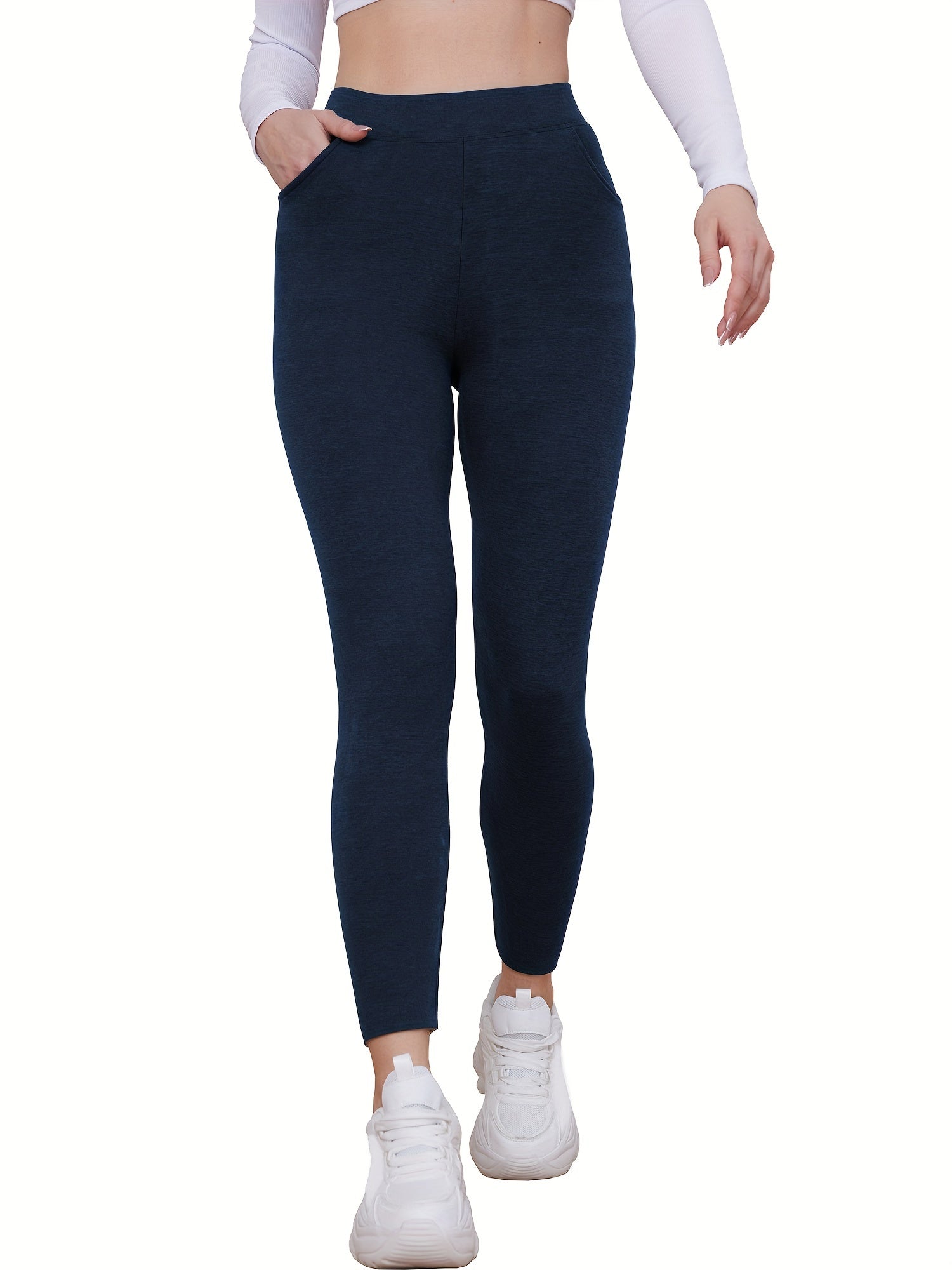 Fleece Liner Cropped Yoga Pants with Pocket