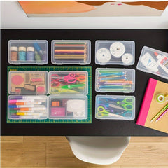 2pcs Transparent Storage Box with Snap Closure Pen Case