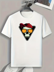 Skull Print Men's Graphic Tee Casual Comfy Shirt Summer Clothing
