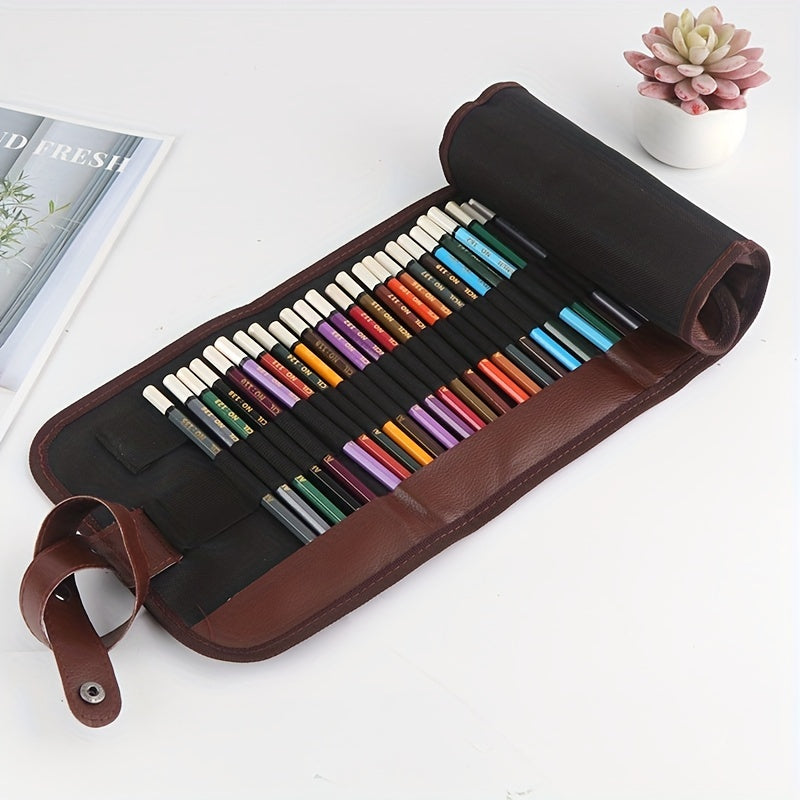 48 Holes Roll Up Wrap Pen Curtain Pencil Canvas Pen Bag