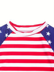 Boys Star And Stripe Swimming Suit Trunks & Tops For Beach Vacation