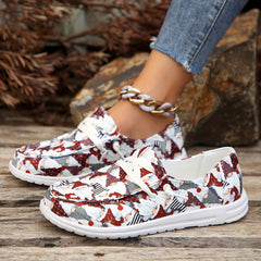 Santa Claus Pattern Flat Walking Shoes Casual Low Top Sneakers