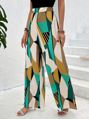 Geo Print Wide Leg Pants Casual Holiday Loose Pants