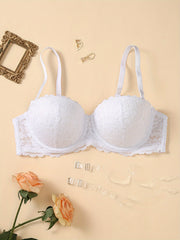 Contrast Lace Push Up Bra Detached Straps