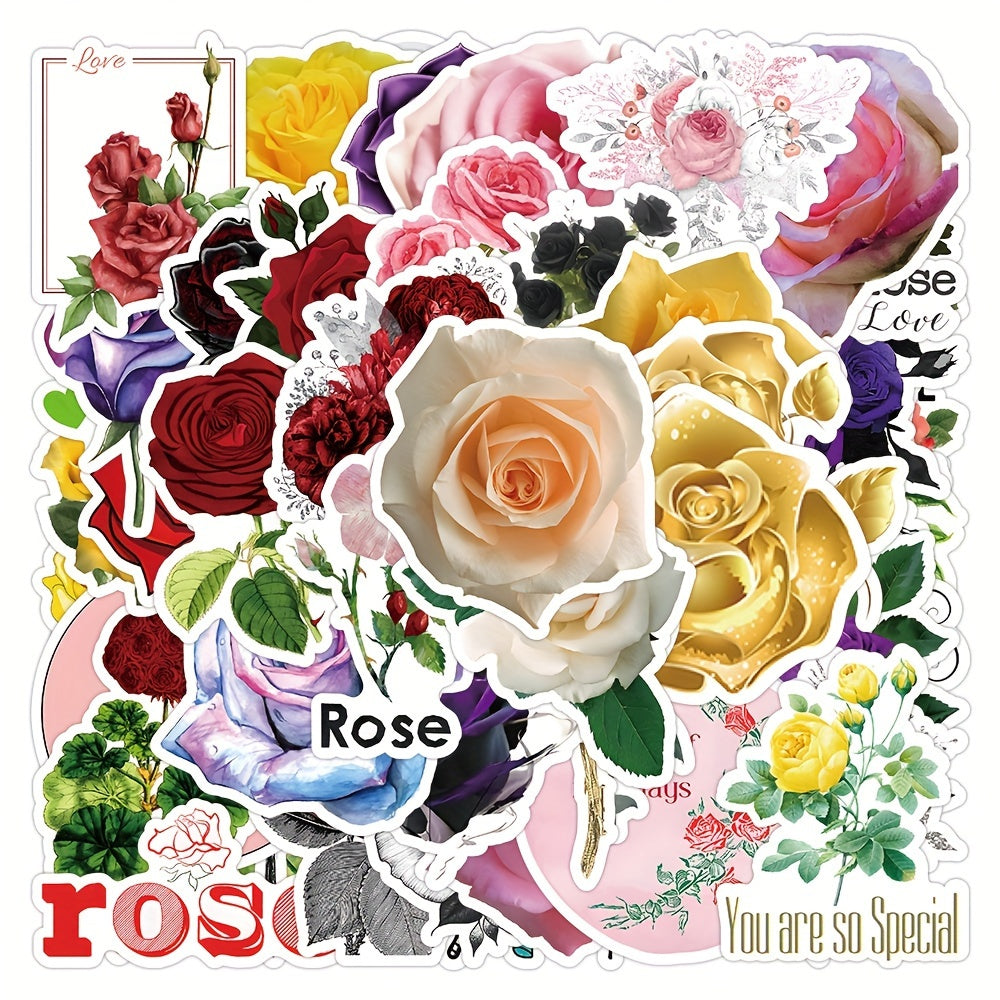 50pcs Retro Rose Enchantress Bouquet Graffiti Stickers DIY Decoration