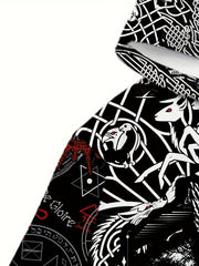 Men's All Over Print Hoodie Kangaroo Pocket Loose Pullover