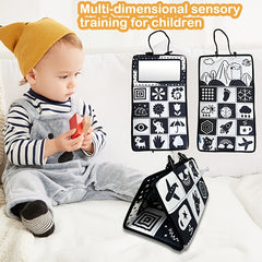 High Contrast Belly Time Mirror Toy & Sensory Crepe Cloth Book for Kids