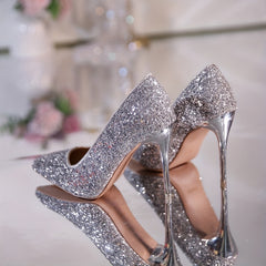 Glitter High Heels Sparkly Sequins Pointed Toe Stilettos