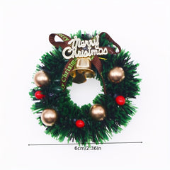 Christmas Wreath Green Garland w/ Golden Balls Red Berries Merry Christmas Bow