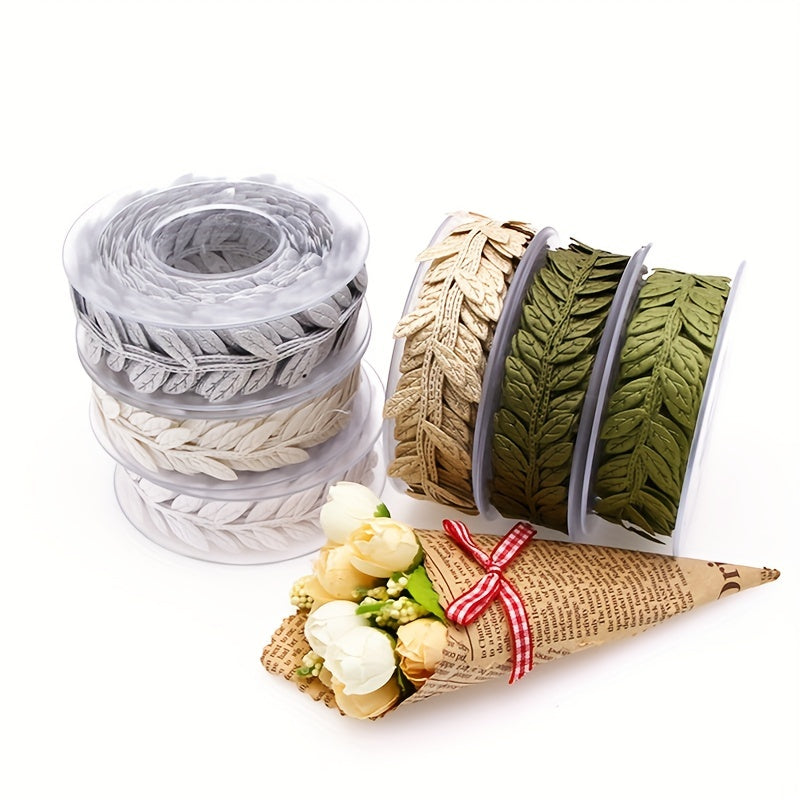 25mm 15m Leaf Ribbon DIY Floral Ribbon Flower Packaging Accessories