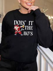 Christmas Loungewear Top Women's Plus Santa Claus Long Sleeve