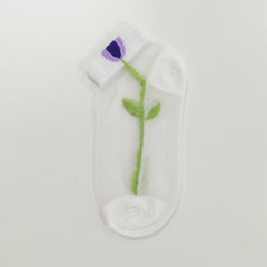10 Pairs Baby Girls Small Flower Mesh Short Socks Lavender Purple