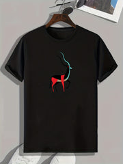 Abstract Deer Print Men's Comfy T-shirt for Outdoor Summer