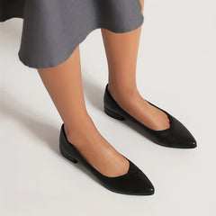 Women's Point Toe Work Shoes Casual Flat Comfortable Faux Leather Shoes
