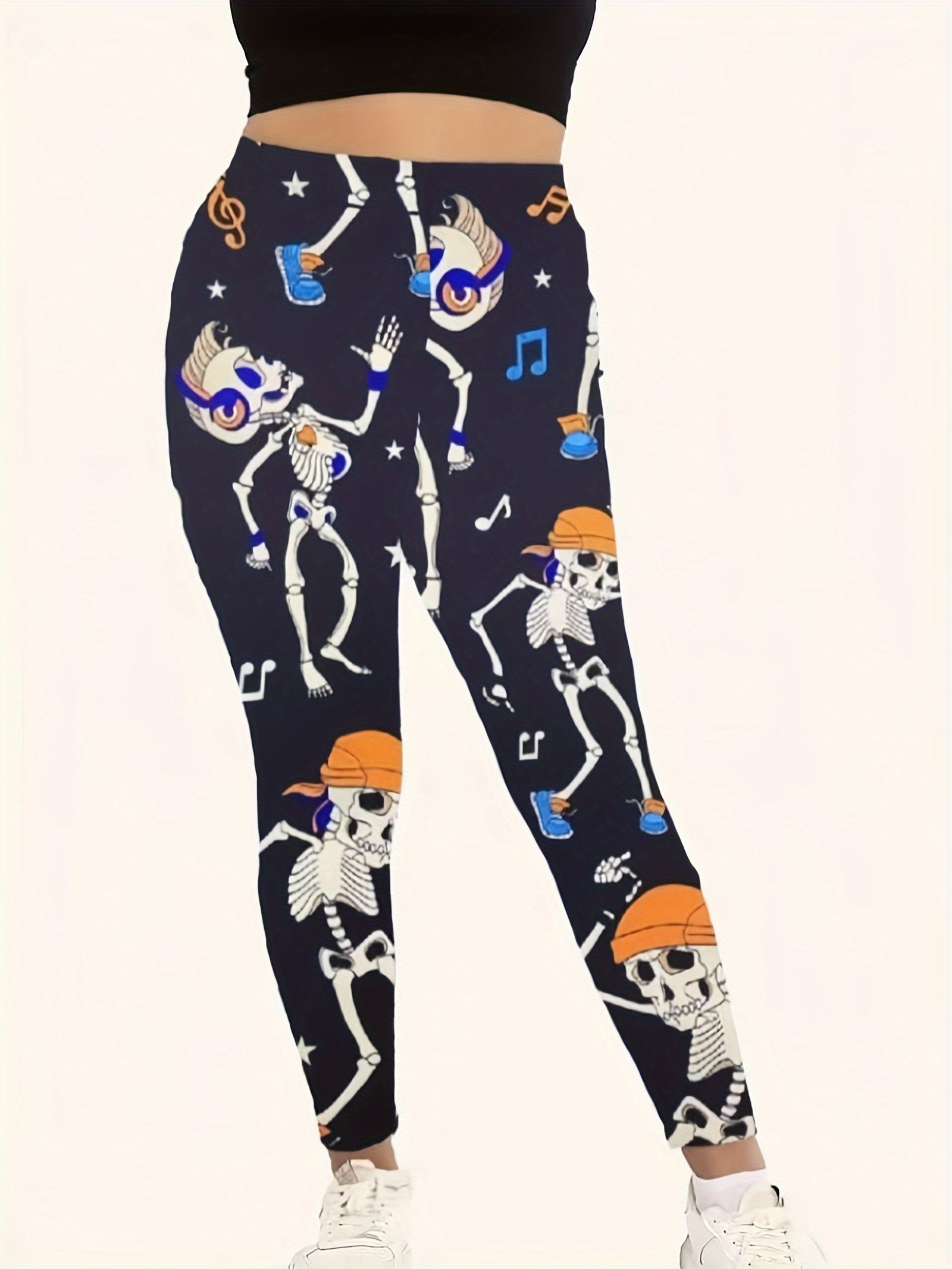 Halloween Sports Leggings Women's Funny Skull Print Yoga Pants